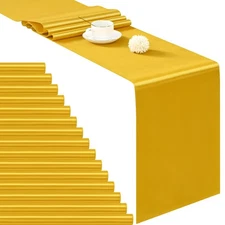 24 Pack Gold Satin Table Runner 12×72 Inch Long Premium Table Runner for Wedd...