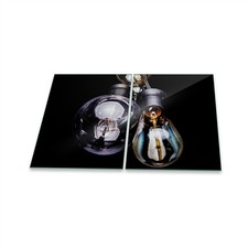 Herdabdeckplatte Ceran 2-Teilig 2x40x52 Retro Schwarz Abdeckung Spritzschutz