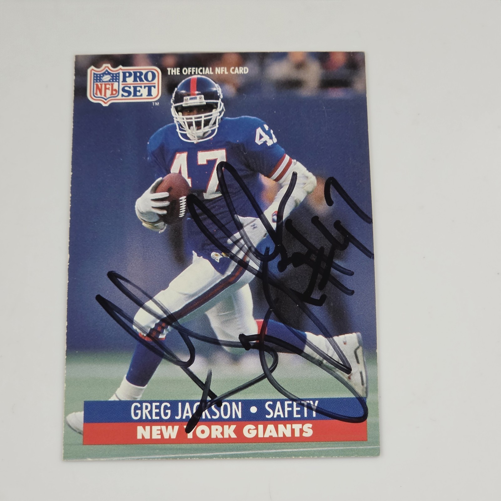 Greg Jackson New York Giants Signed 1991 NFL Pro Set Card Auto Autograph Safety