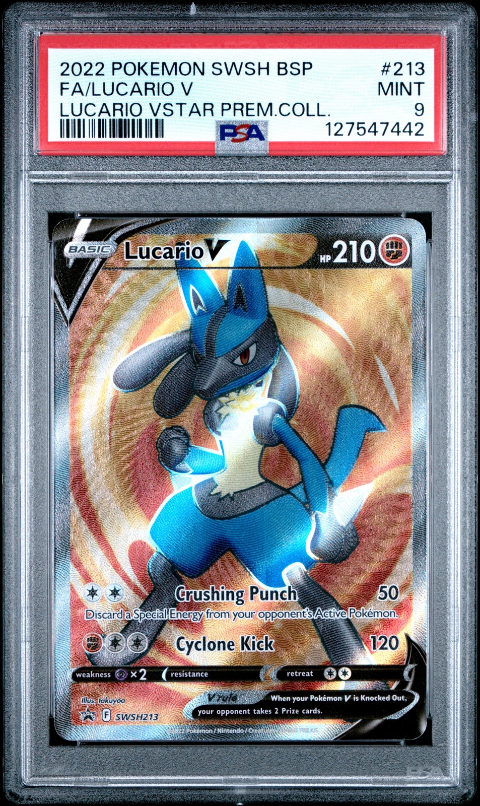 2022 POKEMON SWSH BLACK STAR PROMO #213 FULL ART/LUCARIO V PSA 9
