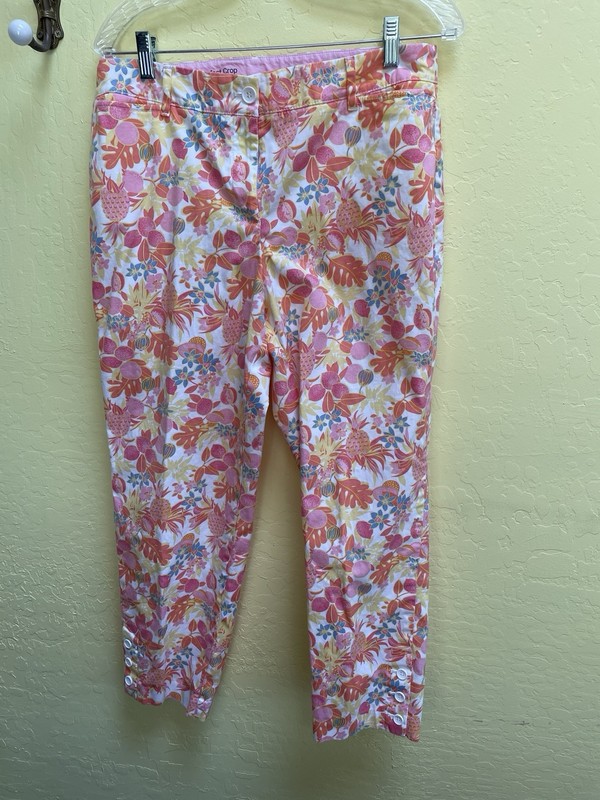 Talbots Curvy Perfect Crop Salmon Pink Pineapple Women's Jeans Size 10