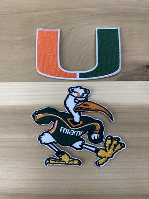 #ad Set Of 2 Miami Hurricanes Embroidered Iron On Patches 3” $8.99