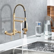 Wall Mount Kitchen Faucet with Pull Down Sprayer, 8 Inch Center Kitchen Sink ...