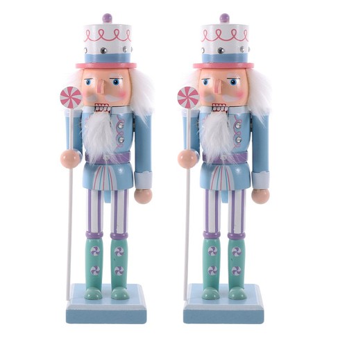 Figurine Casse-Noisette En Bois Hanoukka – Soldat Bleu Et Blanc 38 Cm, Décoration Festive Élégante Pour Table, Étagère Ou Fenêtre