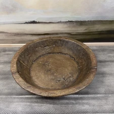 Pottery Barn Found Reclaimed Wood Decorative Bowl Medium Brown Scuffed Read OB