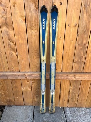 Vintage Alpine Snow Ski 54'' Long Skis 138 cm ELAN TEAM CARVE Blue Gray DECOR