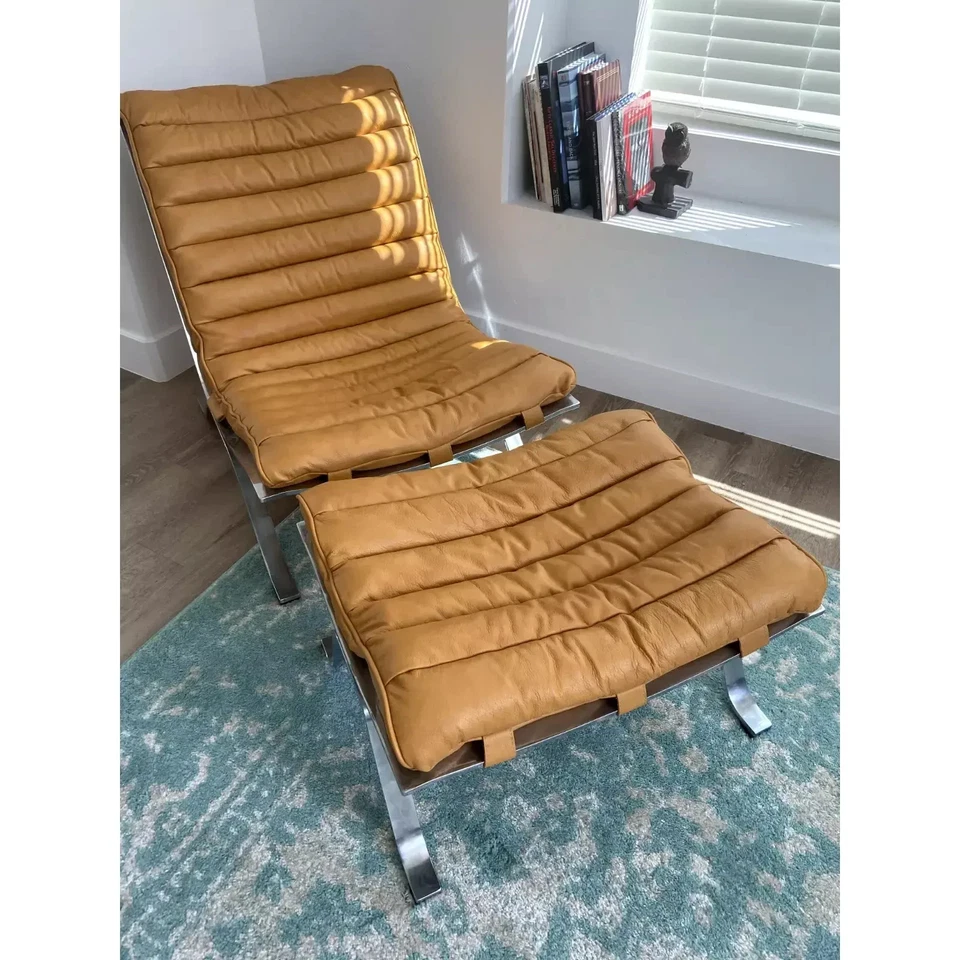 1960s Lounge Chair & Ottoman "Ari Chair" by Arne Norell With New Leather - Image 2 of 4