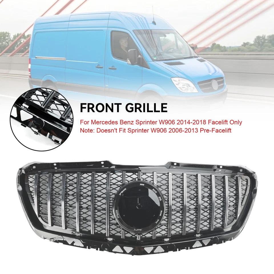 Front Grill Grille +Star For Mercedes Benz Sprinter W906 2014-2018 Chrome - Image 4 of 4