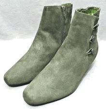 CLASSIQUE Womens Side Zip 1.9" Heel Ankle Boots Size 9 M Army Green Fabric NEW