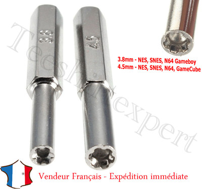 Jeu De 2 Embouts Tournevis Gamebit 3.8mm Et 4.5mm - Pour Réparer Nintendo NES Et Game Boy