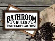 Framed Bathroom Rules Sign / 5 Size Options Bathroom Decor Wood Bathroom Sign