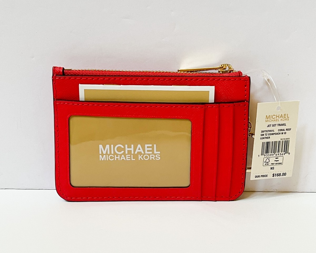 MICHAEL KORS JET SET TRAVEL COINPOUCH ID HOLDER LEATHER WALLET