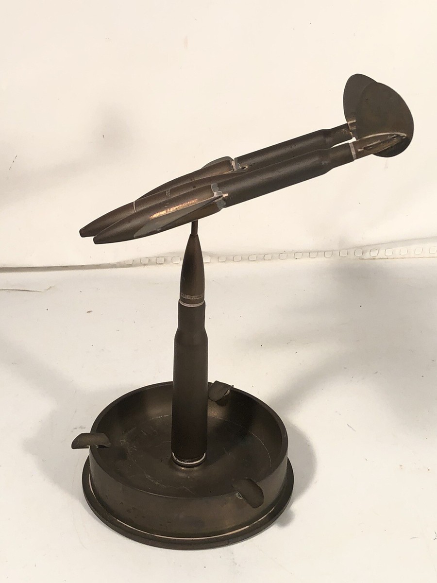 WW2 Trench Art Airplane Desk Model Ashtray 1943 105mm M 14 Shell