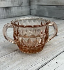 Vintage Windsor Pink Open Depression Glass Sugar Bowl Coffee Tea Jeannette EUC💗