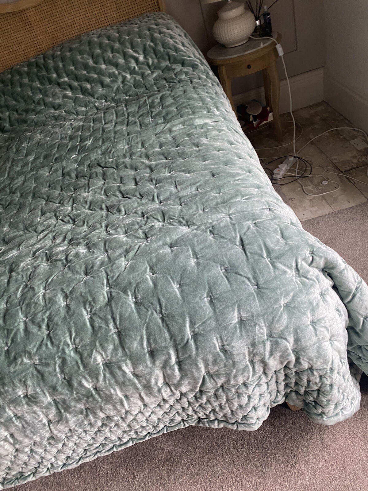 JOHN LEWIS MINT GREEN SOFT VELVET BEDSPREAD/THROW 260cm X 270cm eBay