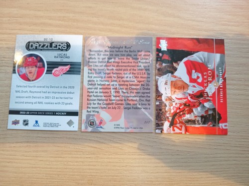 Lucas Raymond Dazzler + Fedorov + Lidstrom Rookie Cards Lot Detroit Red Wings - Picture 2 of 2