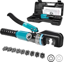 Hydraulic Crimping Tool, 10 Tons Hydraulic Crimper for 12-2/0 AWG Wire, Battery 