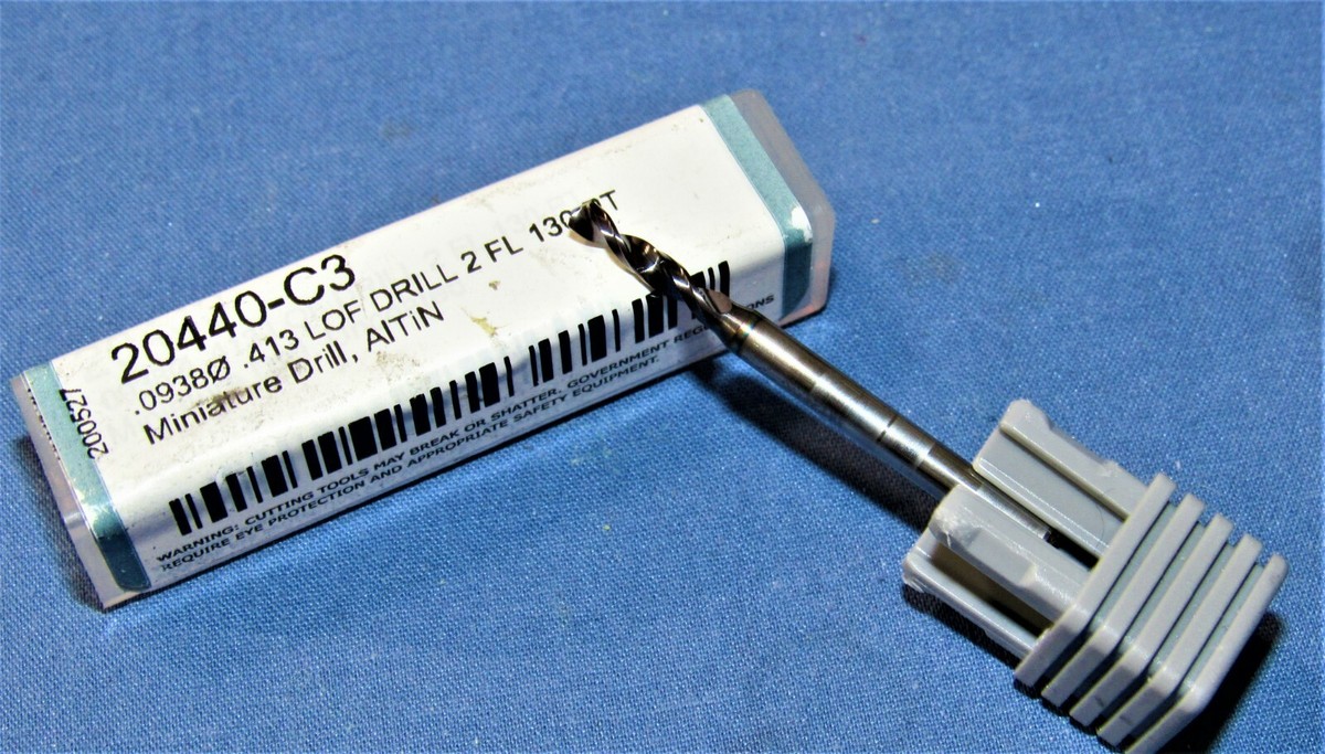 Brand new Harvey Tool Carbide drill 0.0938 dia. X 0.413 FL 130deg