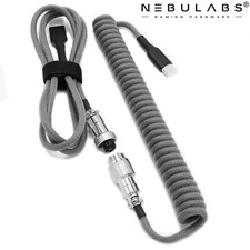 Custom Coiled Aviator GX16 USB-C Mechanical Gaming Keyboard Cable - DARK GRAY