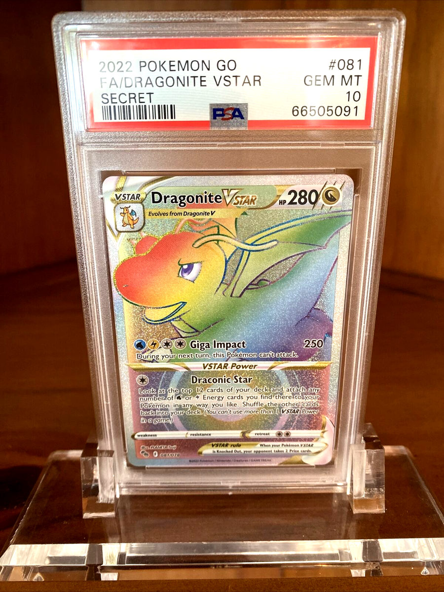 2022 Pokemon Go Dragonite VSTAR Full Art Secret Rare 081/078 PSA