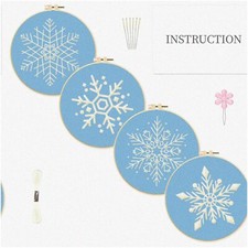 Snowflake Stitchery Delight - 4 Pack Cross Stitch Kits for Beginners. Create Tha