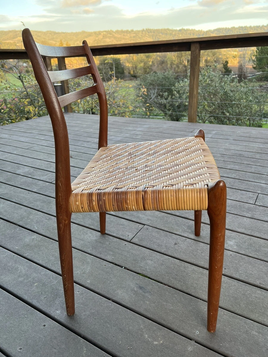 Vintage MCM Danish Niels Otto Moller Dining Chair Model 78 Teak Wicker XLT
