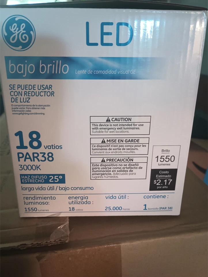 6- GE Lighting led18d38ow383025 18 W, Compact Led Bulb, White, Par38, 3000K  - Image 2 of 4