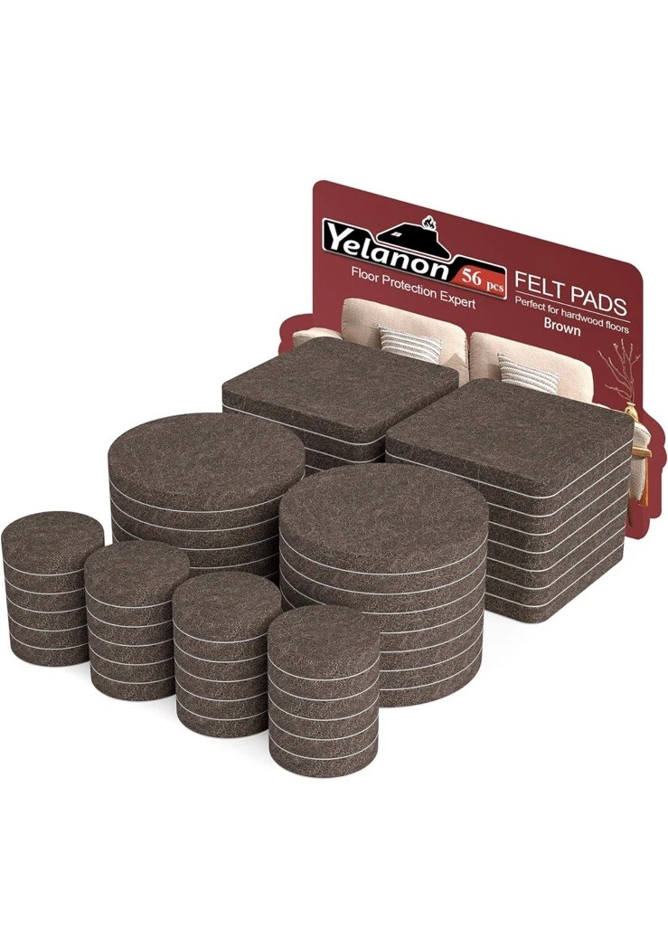 Yelanon Felt Furniture Pads 56Pcs 25 50 mm Furniture Pads Self