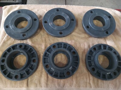 LOT OF 6 PVC 3'' SCHEDULE SCH 80 LOOSE FLANGE SOCKET GLUE SLIP 4-BOLT 2 PIECE