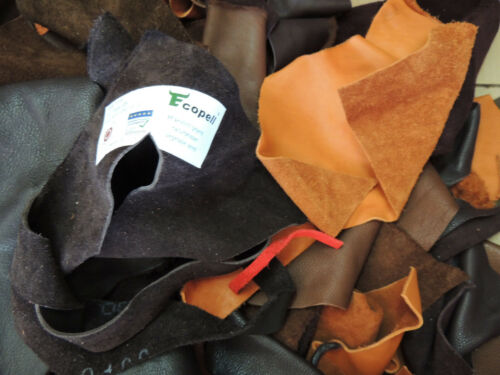 Restos de cuero piezas de cuero orgánico 5 kg Ecopell curtido a base de plantas 1,2-1,4 mm colorido - Imagen 1 de 3