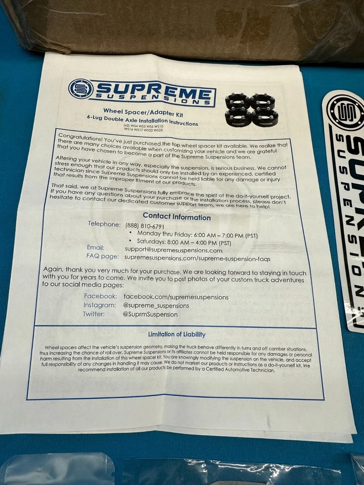 Комплект адаптеров прокладок для передних и задних колес Supreme Suspensions 2 дюйма WS25.3BLK - Изображение 4 из 4