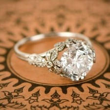 Old European Cut CZ Art Deco SS Engagement Ring, Victorian Ring, Wedding Ring