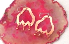 UNIQUE FREE-FORM ARTISAN HAND CRAFTED SOLID COPPER ART DANGLE EARRINGS #507