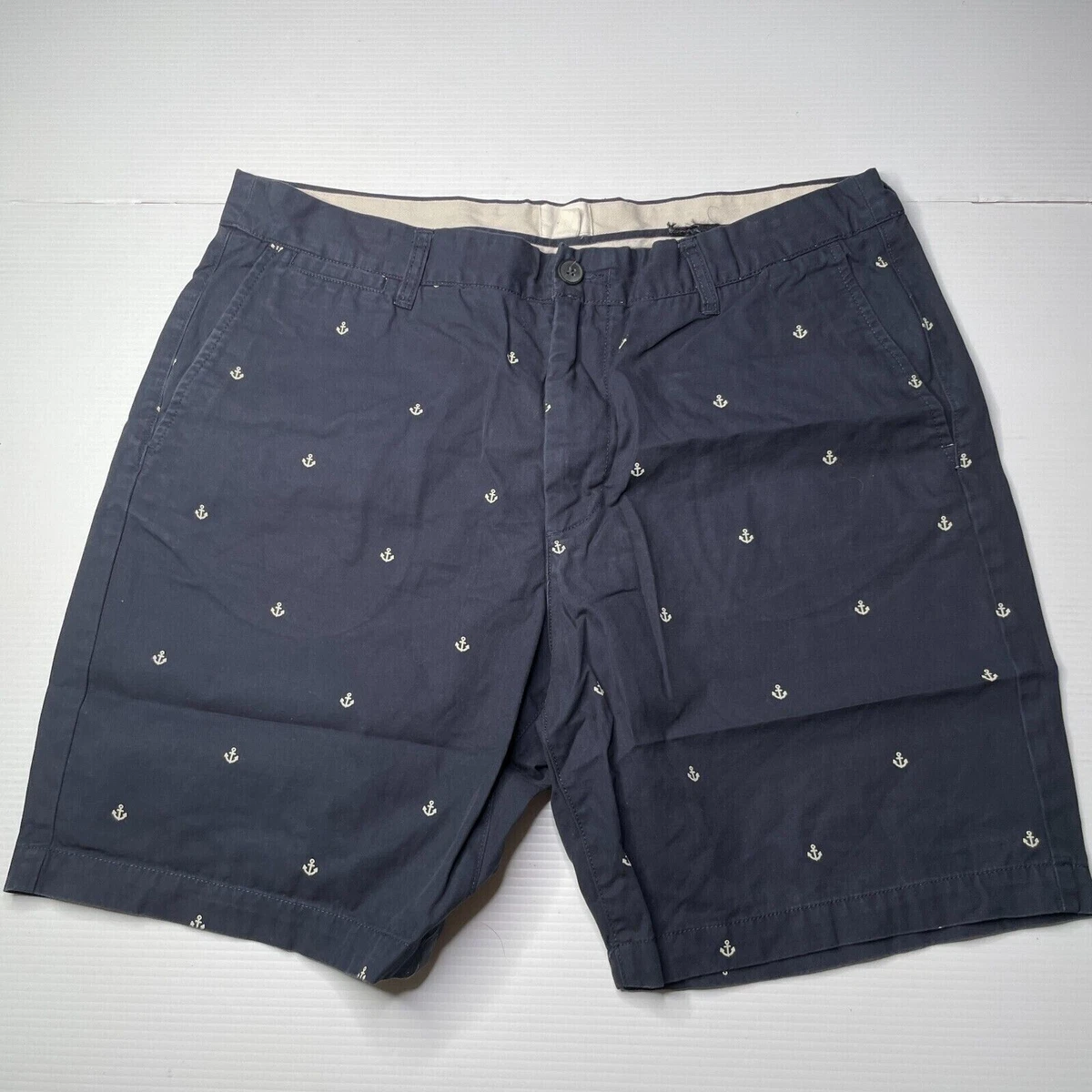 H M Canvas Chino Shorts Mens Size 36 Waist Blue Casual Style Fashion Summer Fit