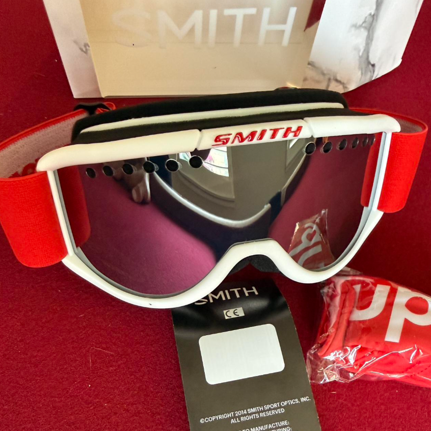 Rare Supreme x Smith FW15 White Ski Snowboard Goggles Logo New