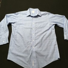 BROOKS BROTHERS Men's MICRO CHECK BLUE Non Iron Shirt Size 16 34
