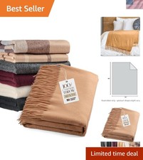 Super Soft Cashmere Throw Blanket 60x54 with Fringe - Warm for Home  Travel