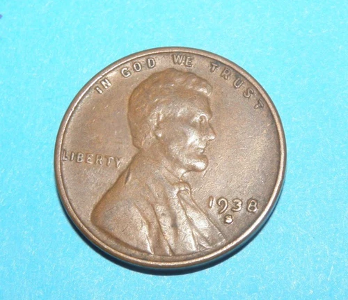 1938 S   VERY FINE = EXTRA FINE LINCOLN  WHEAT  CENT #4