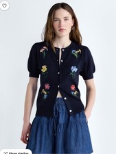 Free assembly Navy Floral Embroidered Cardigan Size Small
