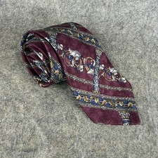 Etienne Aigner Mens Silk Tie Burgundy Gold Navy Baroque Scroll Rope Made in USA