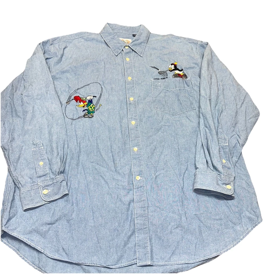 Vintage 90 Universal Studios Woody Woodpecker Golf Willy Willy Denim masculino XL Foto 2 de 4