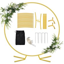7.2FT Round Balloon Arch Stand,Gold Arch Backdrop Stand for Parties  Metal Cir...