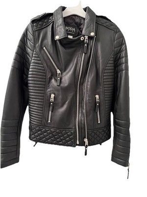Boda Skins Black Leather Moto Jacket.  Size EU40;UK12=US Medium. Zippers. Lined