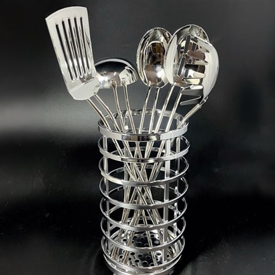 Brand New 18/8 Stainless Steel Kitchen Tool Set w/ Holder   5 Pc Utensil Set
