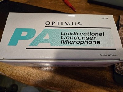 Optimus Unidirectional Condenser Microphone w/ Cable & Original Box. 33-3017