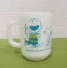 Vintage Fire King Snoopy Milk Glass Mug "I Feel Strangely Confident Today"