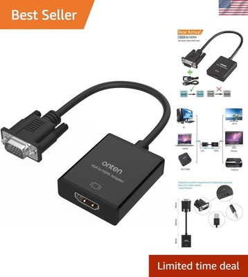 VGA to HDMI 1080P Adapter with Audio Support - Connect Laptops to HDTVs Easily