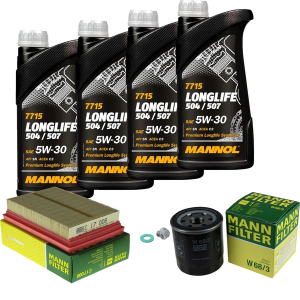 MANN-FILTER Inspektionspaket Mannol 4L Longlife 5W-30 FüR Toyota Yaris 1.5-image