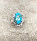VINTAGE NATIVE AMERICA /Blue Turquoise /STERLING Silver/Rope Bezel/ Size 4.5/NEW — photo 1