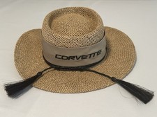 Vintage 80s Corvette Straw Panama Hat Band Mens OSFA East Course Made in USA